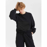 Black - Pocketed Sweatshirt and Jogger Pant Set