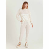 Ecru - Pocketed Sweatshirt and Jogger Pants