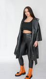 Silva Vegan Leather Coat, Black