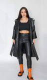 Silva Vegan Leather Coat, Black