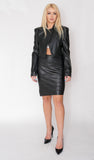 Cassia Vegan Leather Skirt, Black