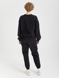 Black - Pocketed Sweatshirt and Jogger Pant Set