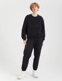 Black - Pocketed Sweatshirt and Jogger Pant Set